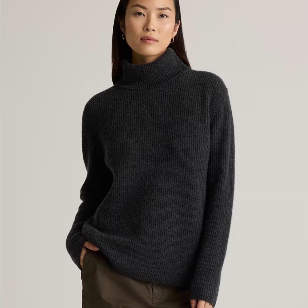 Quince Mongolian Cashmere Fisherman Turtleneck Sweater NWT